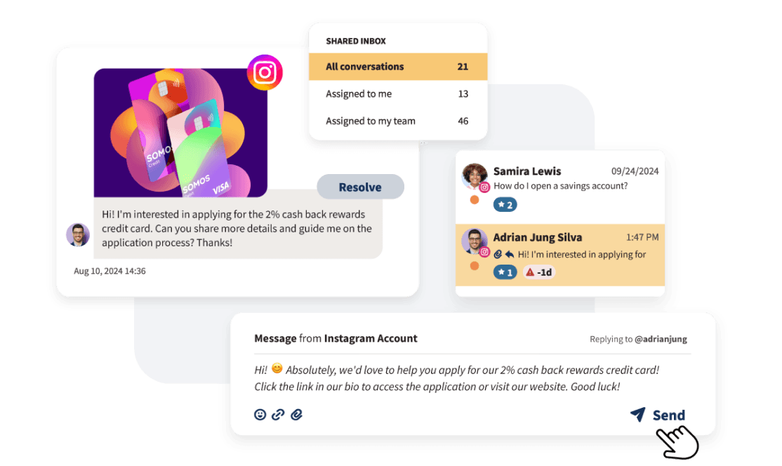 Example of shared inbox and auto responder functionality.