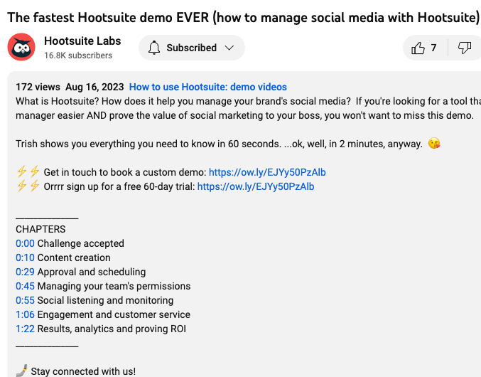 screenshoot of comment in youtube of Hootsuite account
